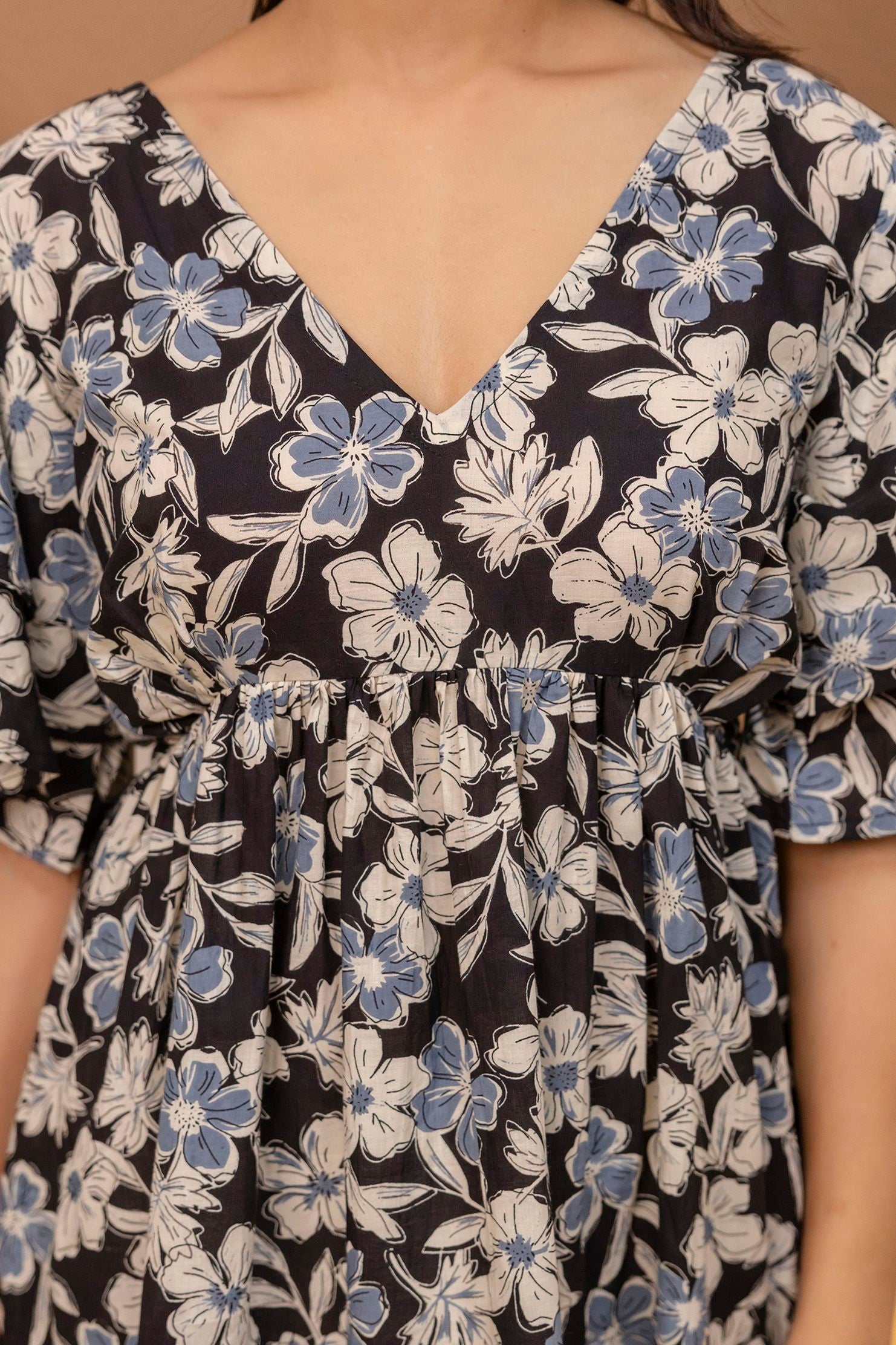 "Mohini Midnight Bloom Floral Back-Tie Top"