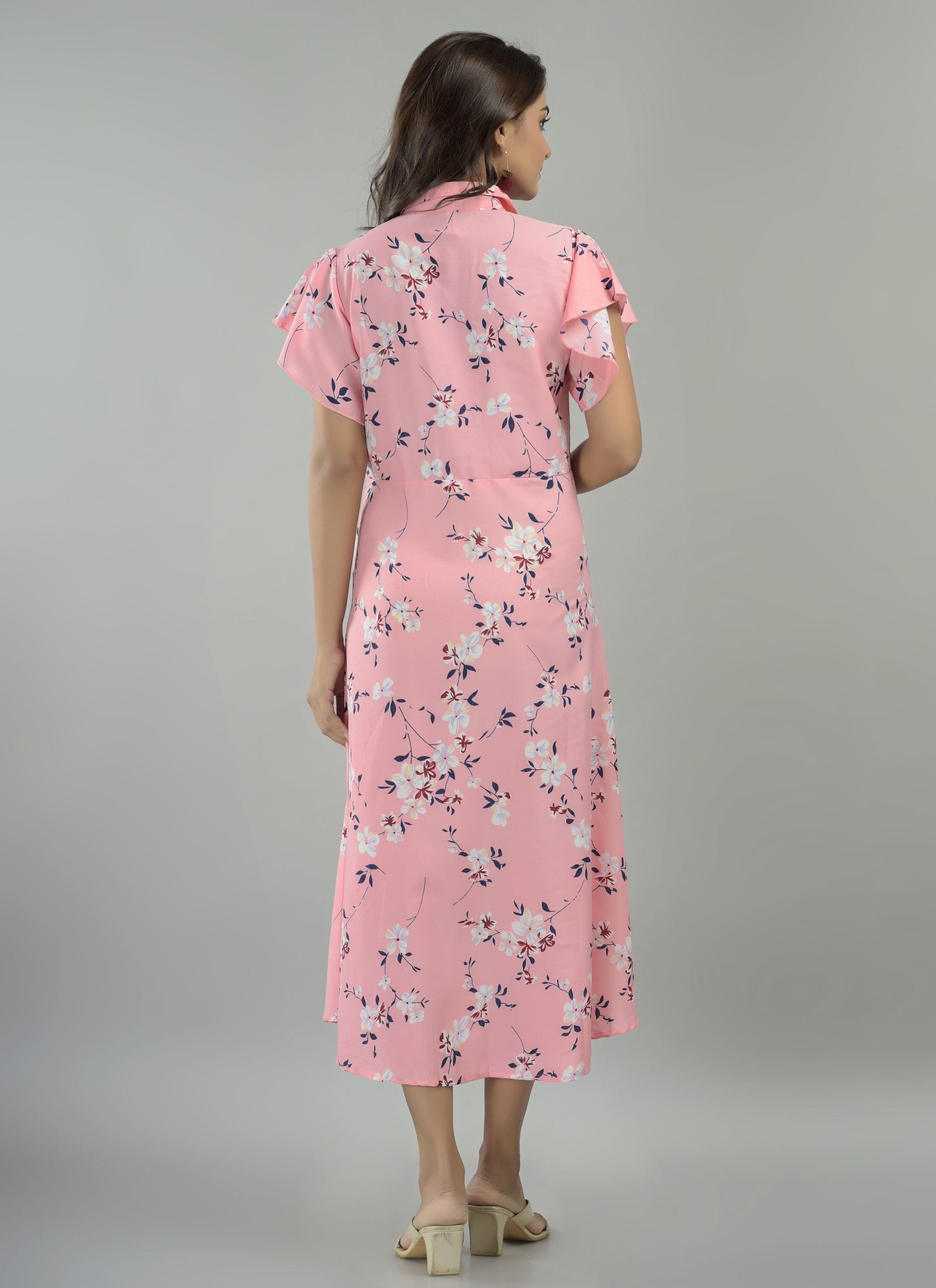 Elira Light Pink Printed Maxi Dress - View 2