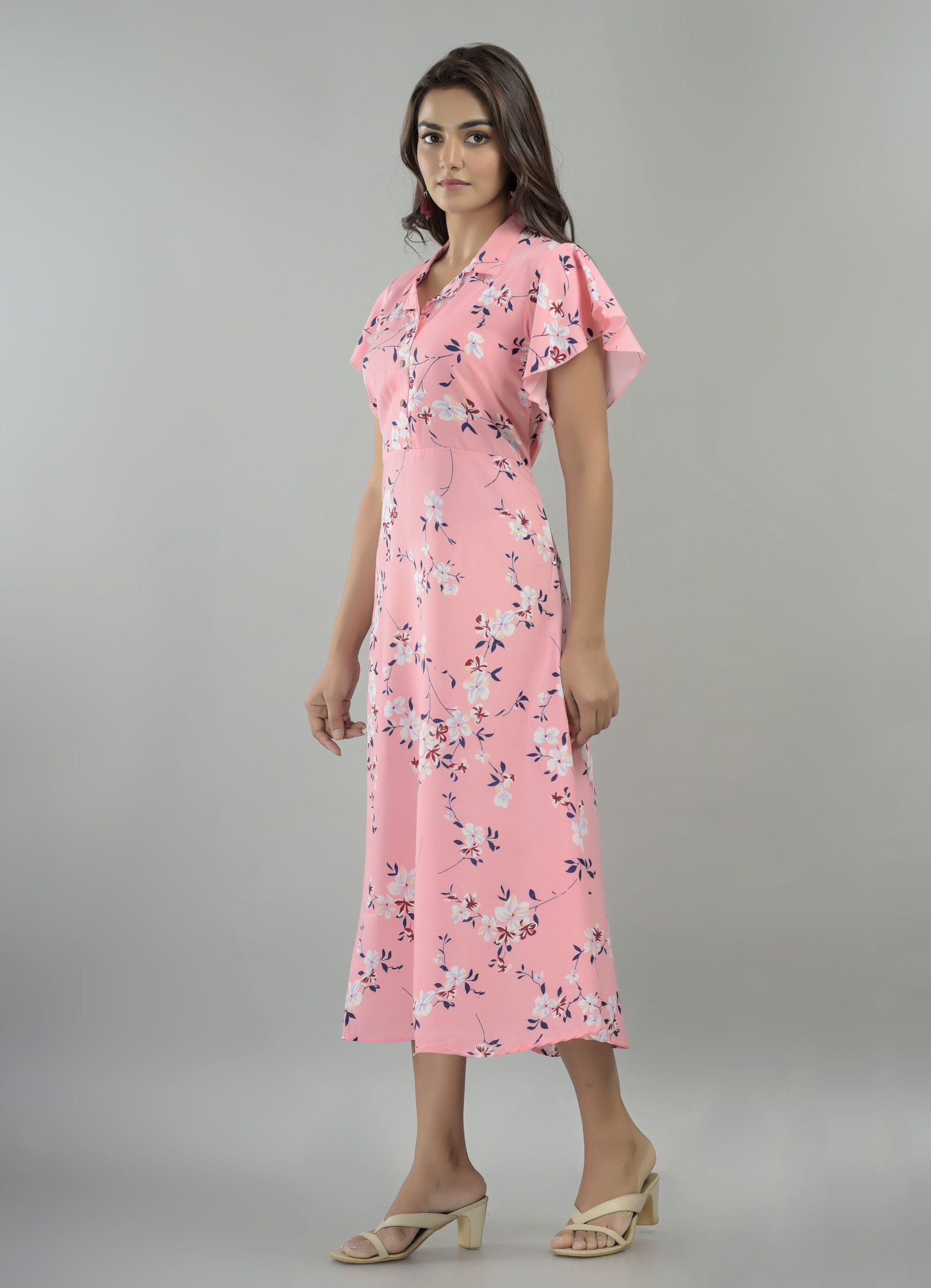 Elira Light Pink Printed Maxi Dress - View 5