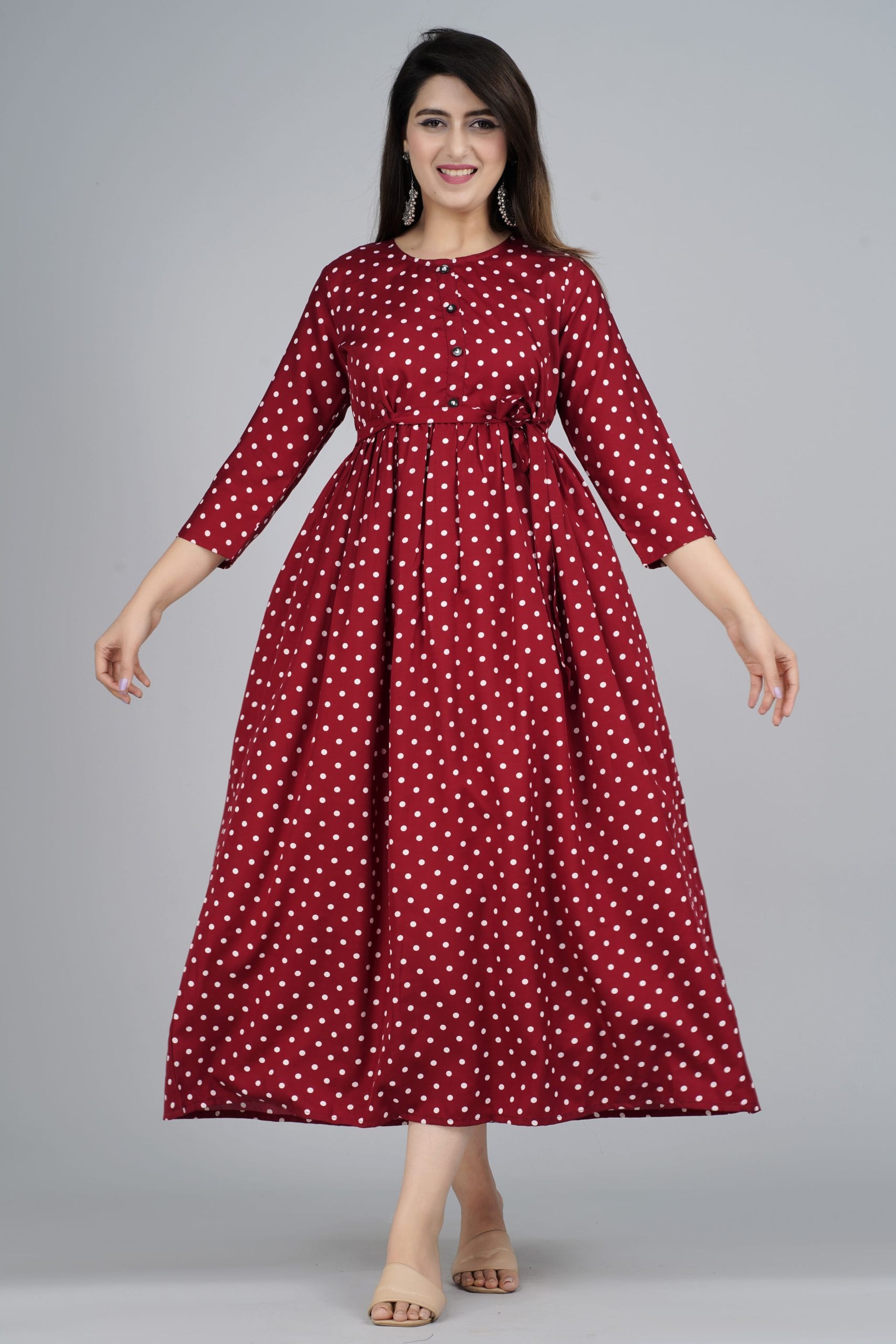 Avira Maroon Belted Anarkali Kurta for Women by Vaaki