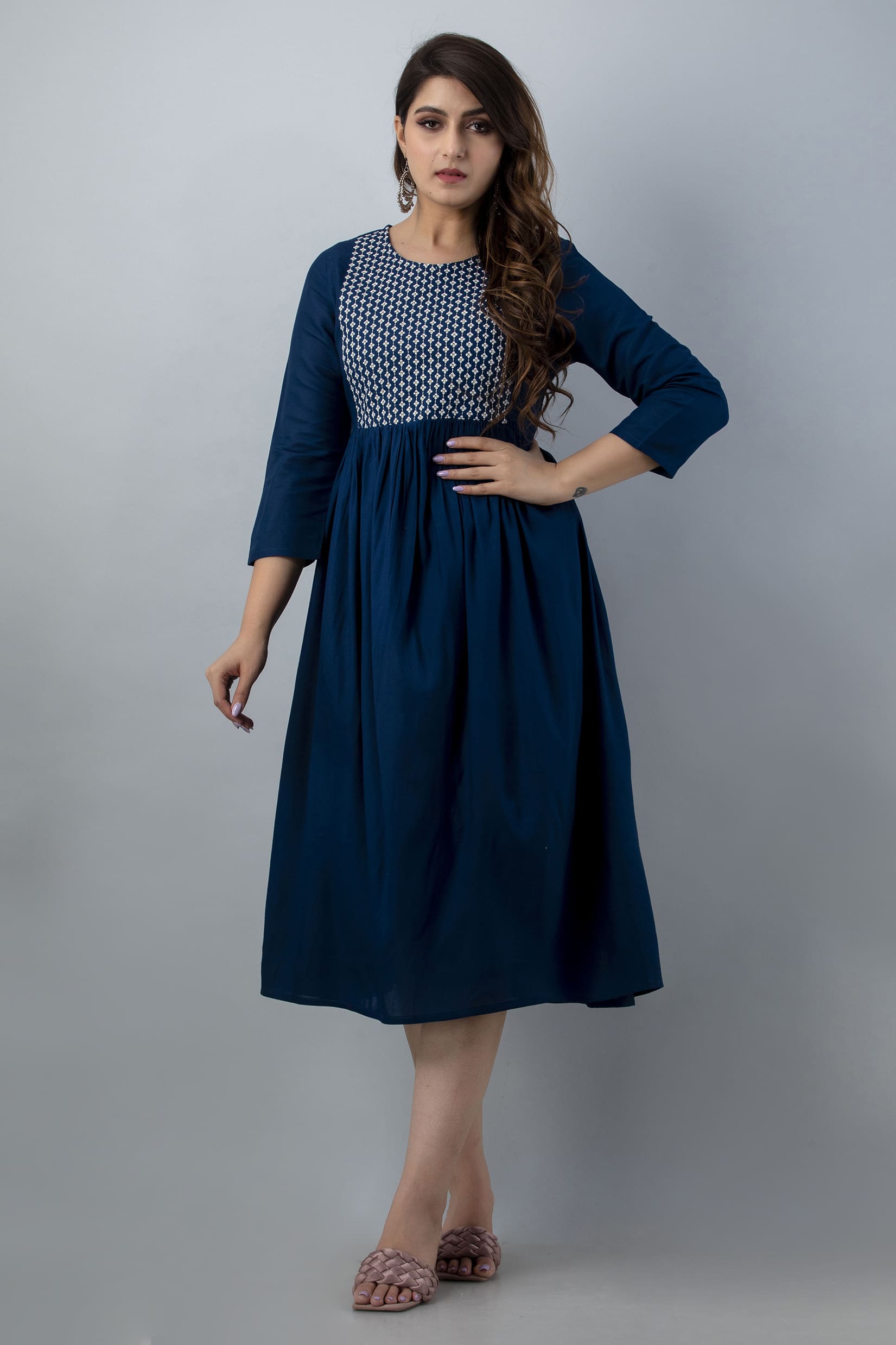 Aaravi Teal Blue Anarkali Flared Kurta by Vaaki