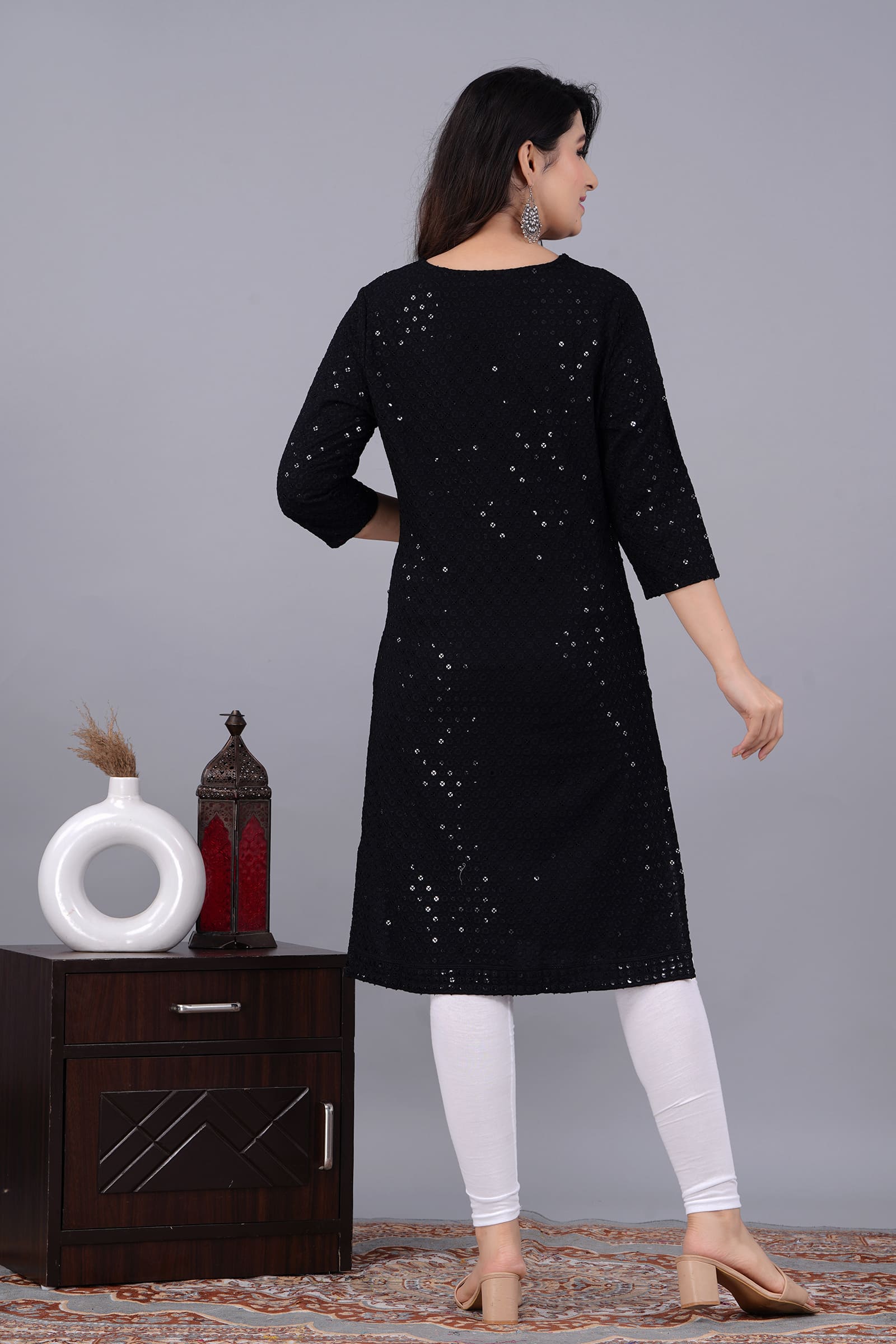 Noor Black Chikankari Kurti - View 2