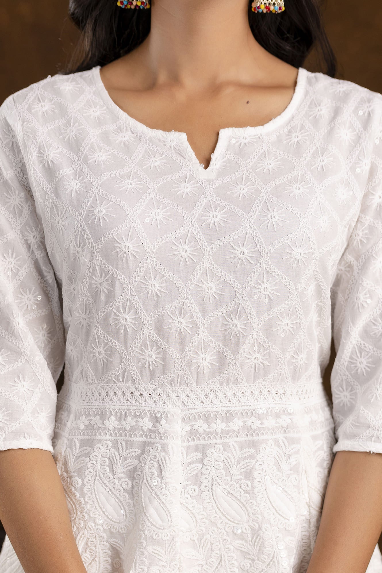 Chikankari Anarkali Kurta and Dupatta Set - View 5