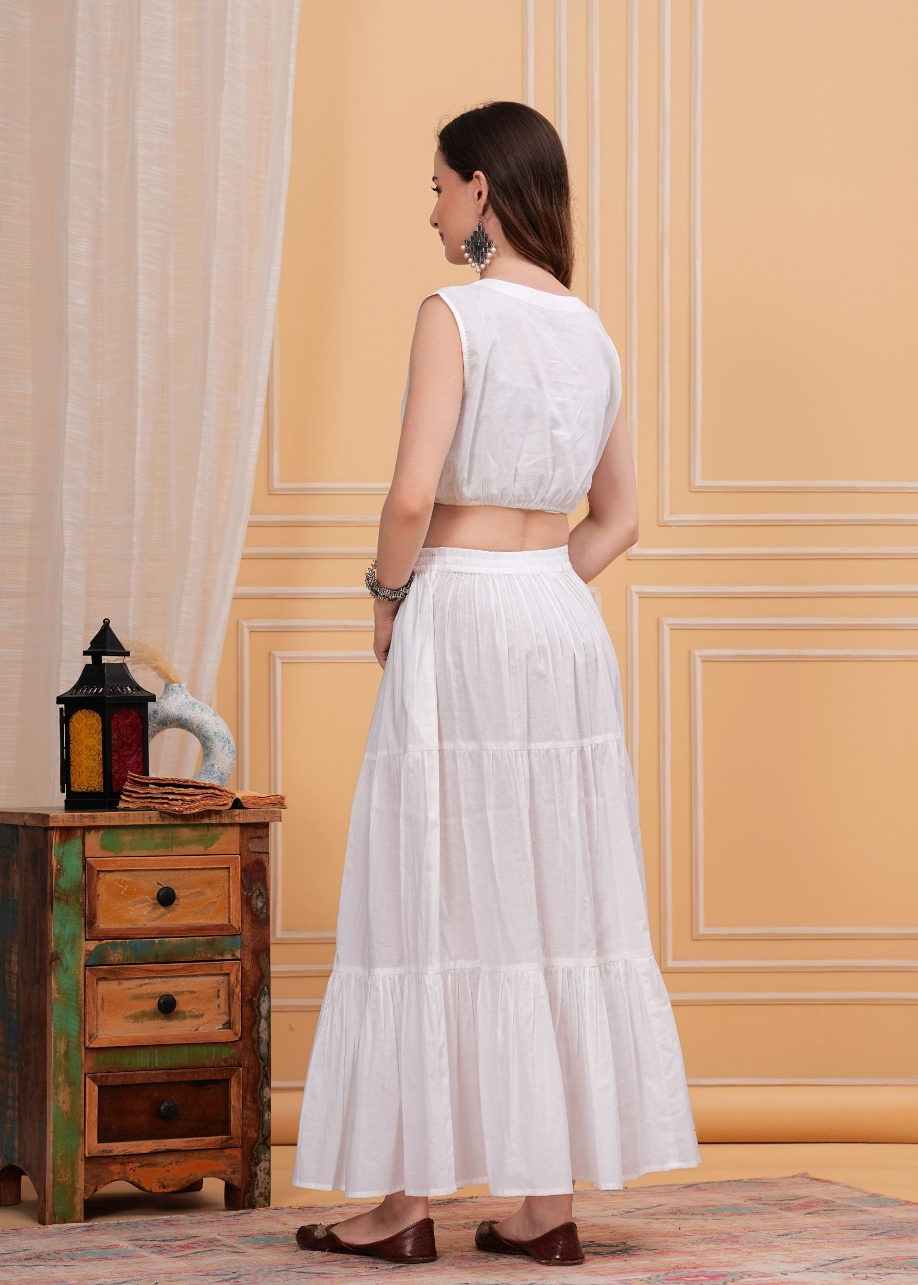 Zyra Ivory White Long Maxi Skirt - View 2