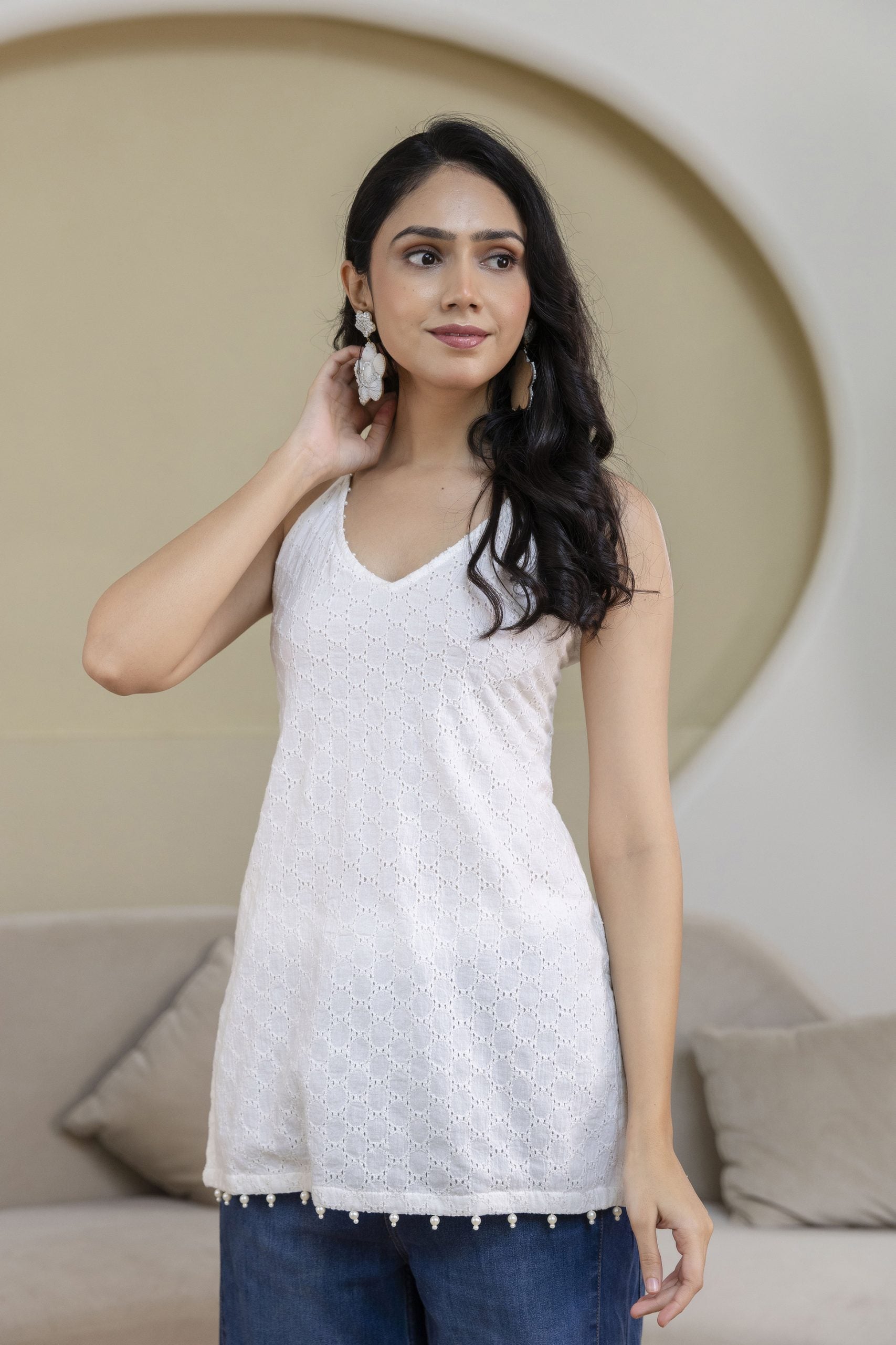 Mohini white chikankari corset kurti by Vaaki