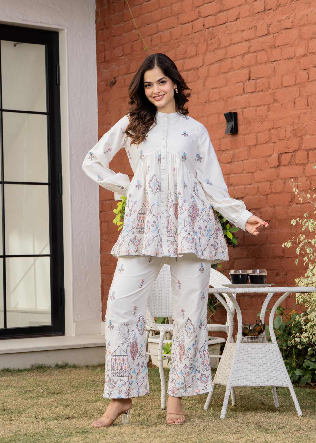 Buy Luxury Festive White Embroidered Co-Ord Set for Women Online